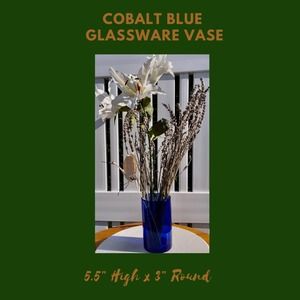 Vintage Cobalt Blue Blown Glass Tumbler/Flower Vase Highball Barware